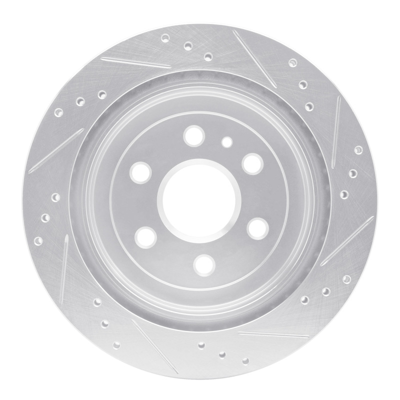 Cadillac SRX Brake Rotor (1) - Rear Left - R1 Concepts - Drilled & Slotted - Silver - `10-`16